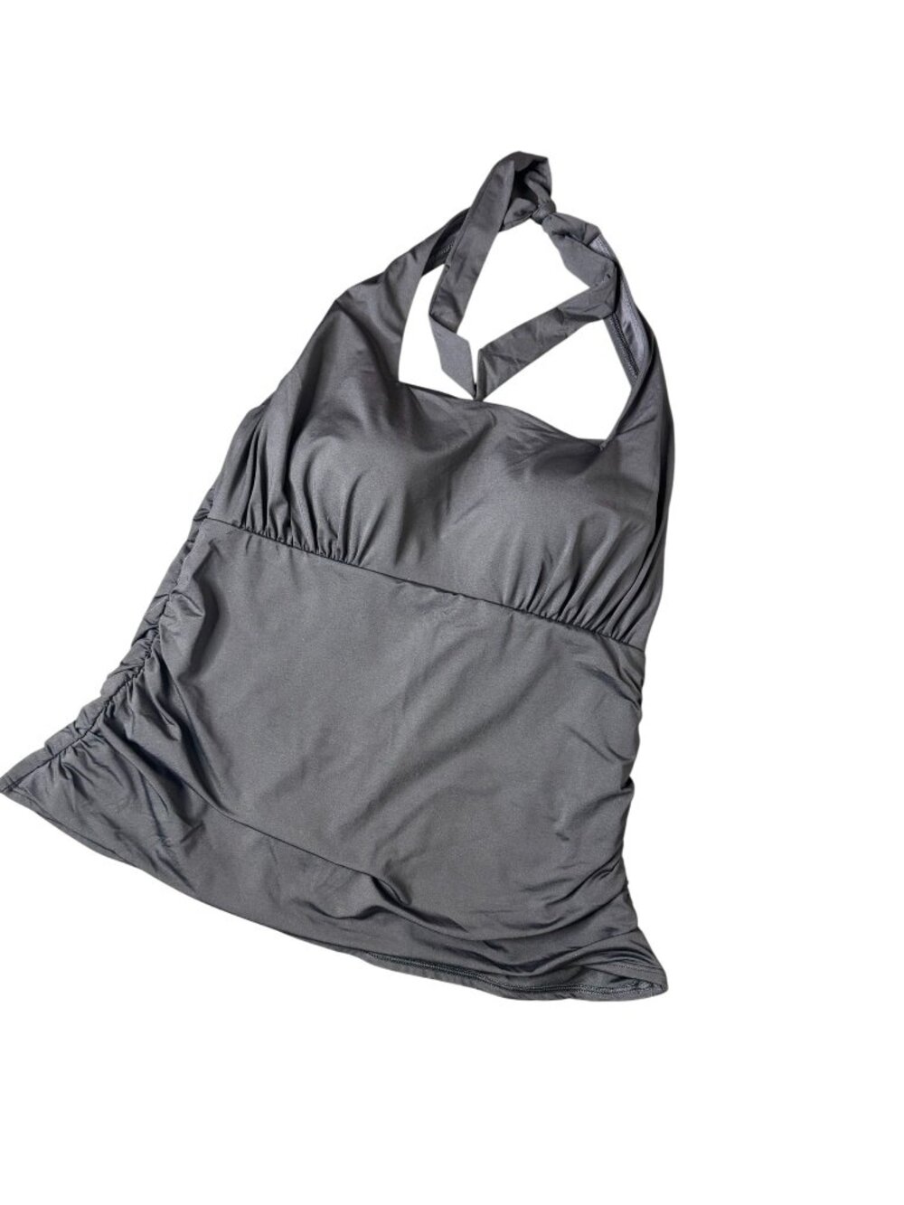 Lands End Slimming Black Halter Neck Tankini Top w/ Ruched Sides, Size 18W